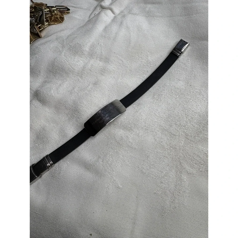 Mens Stainless Steel Black Rubber ID Bracelet To My Dad Youll Always Be My Hero